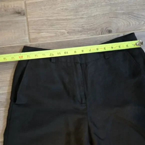 Larry Levine Linen Blend black Wide Leg Crop Pants Trousers Cuffed Hem Sz 16 - Picture 3 of 10